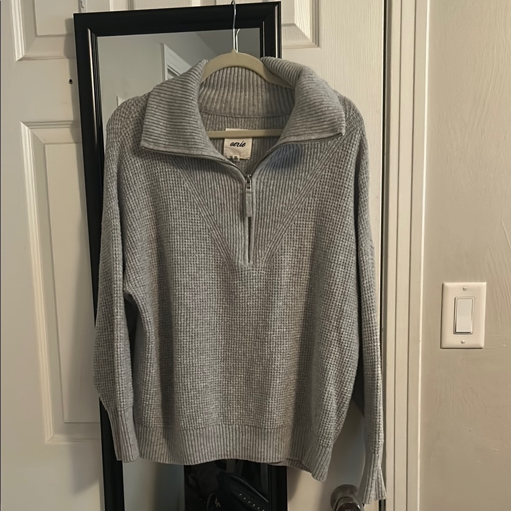 Aerie Gray Cardigan Sweater Knit Casual